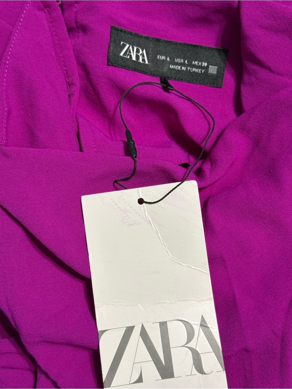 Zara Magenta One-Shoulder Wide-Leg Jumpsuit with Belt Size Large - Picture 6 of 6